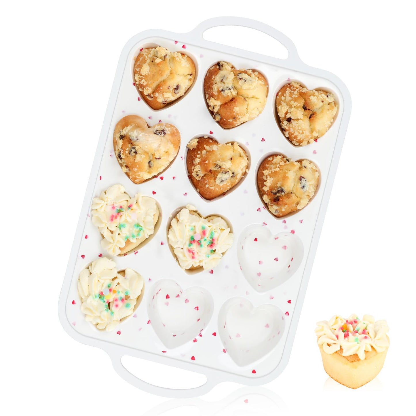 Vinino 1Pack Silicone Muffin Pan for Baking with Metal Reinforced Frame, 12 Cup Regular Size Cupcake Pan, BPA Free Silicone Muffin Tray, Cupcake Baking Pan Molds for Oven Dishwasher Safe - Cream