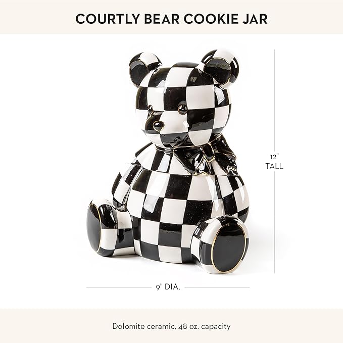 MACKENZIE-CHILDS Ceramic Cookie Jar with Lid, Courtly Bear