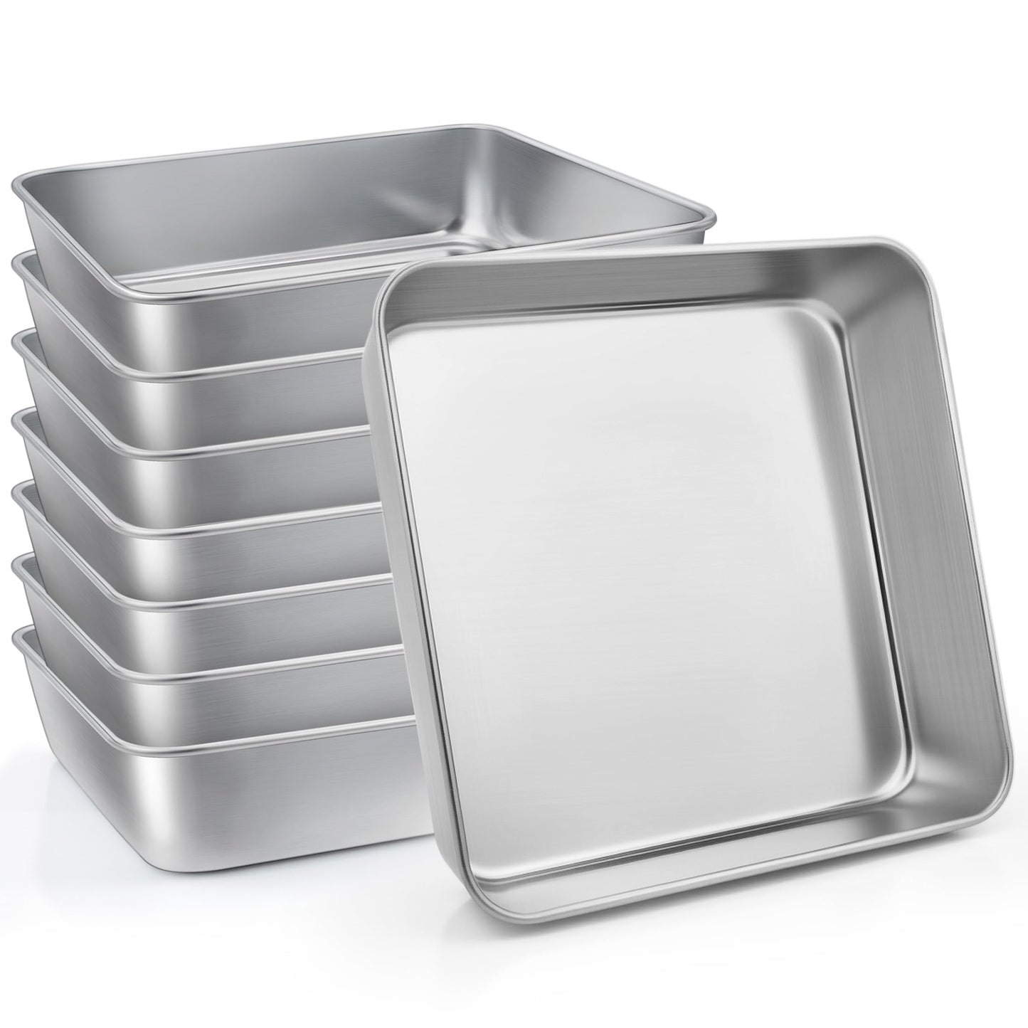 LIANYU 3 Pack 8 x 8 Inch Square Baking Cake Pan, Stainless Steel Cake Molds