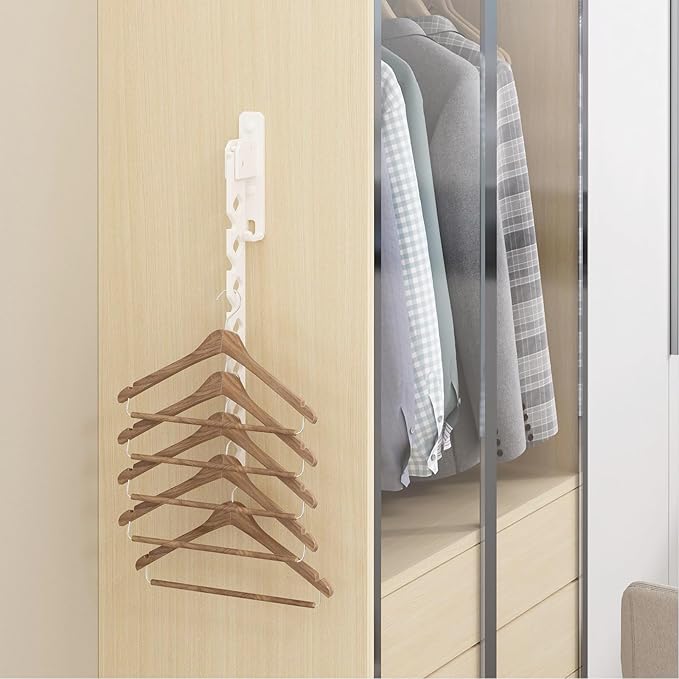 Wall Mounted Clothes Drying Rack, Wall Clothes Hanger Hook for Laundry Room, Clothes Hanger Foldable, Wall Rack Indoor, Perfect for Small Spaces, White 2 Packs