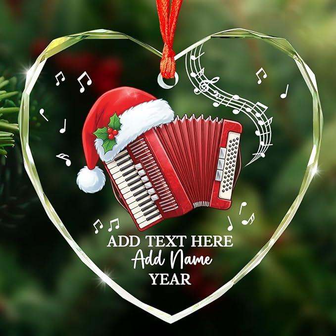 Personalized Oboist Christmas Glass Ornament 2026, Oboe Teacher Christmas Tree Ornaments, Custom Text Name & Year Oboe Ornament Gift for Student Friend, Musical Instruments Xmas Decorations