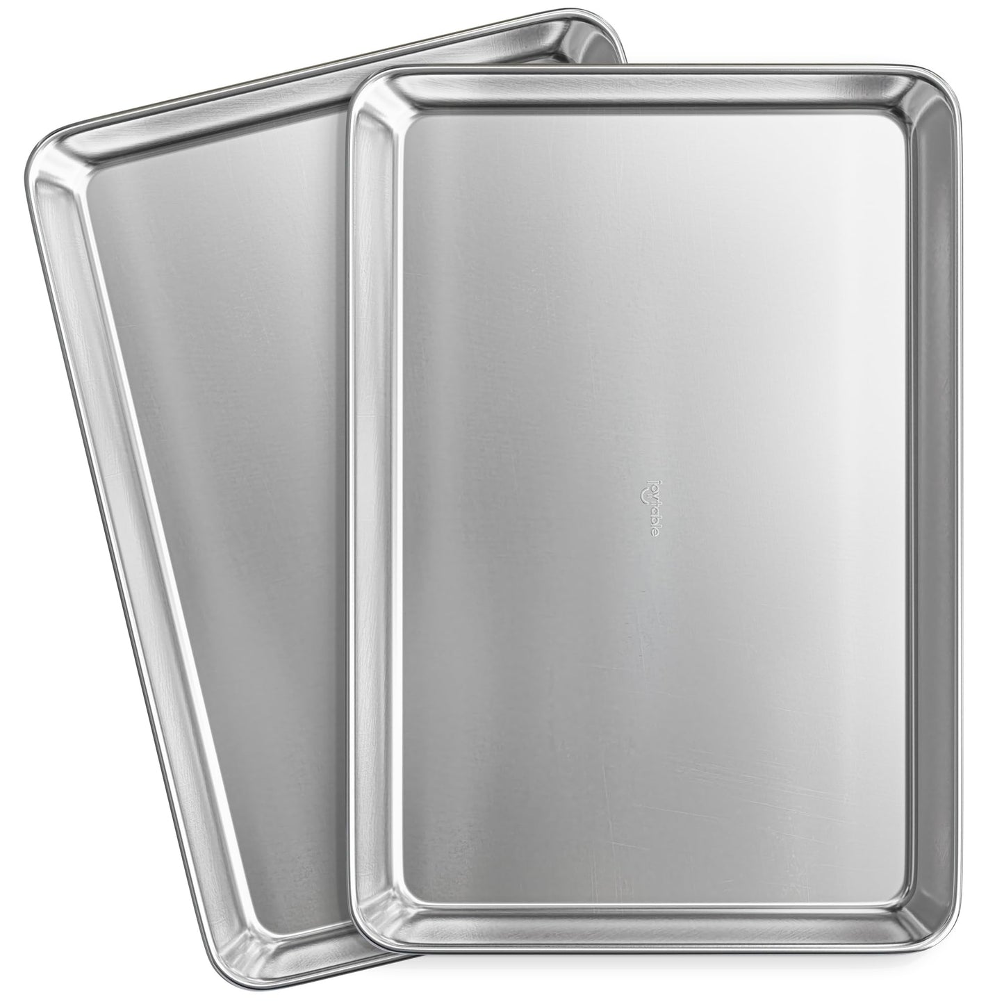 JoyTable Aluminum Baking Sheet Set, 2 Pack Half Sheet Pan, Commercial Quality Cookie Sheets for Baking or Roasting Non-Stick, 18 x 13 Inch Warp Resistant Aluminum Baking Pan