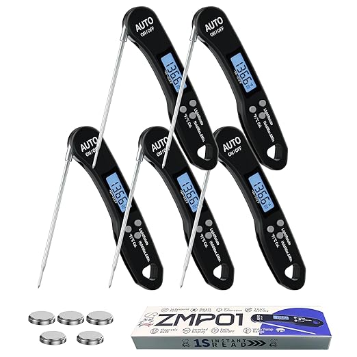 5-Pack Foldable Instant Read Digital Meat Thermometer, ±1°F Accuracy