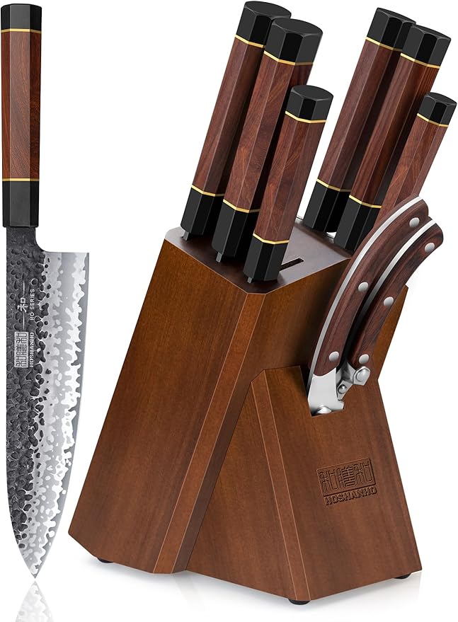 HOSHANHO 7 Pcs Knife Set with Magnetic Block, Japanese Kitchen Knife Set