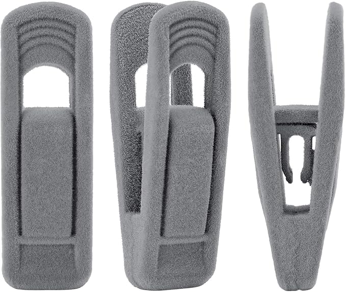 Trgowaul Velvet Hangers Clips, Pants Hangers Velvet Clips, Strong Finger Clips Perfect for Thin Velvet Hangers (60pc, Grey)