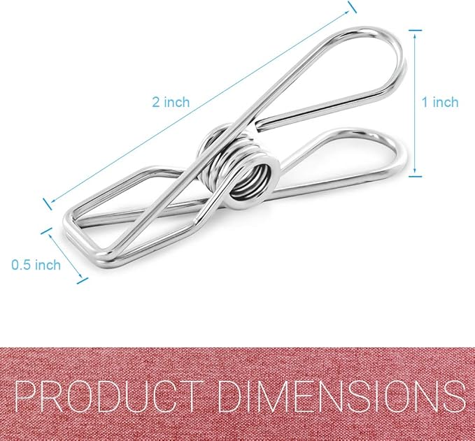 40 Pack Stainless Steel Small Clothes Pins Durable Clothes Pegs Multi-Purpose Metal Wire Utility Clips for Laundry Home Kitchen Outdoor Travel Office