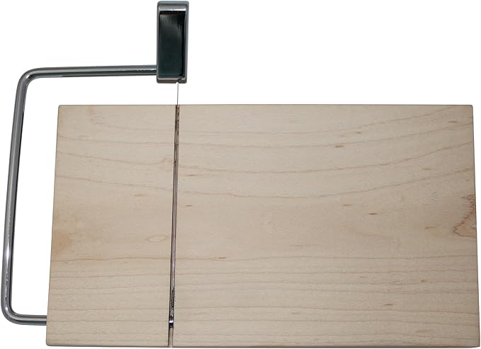 SlidingSusan Cheese Cutting Board - 11” Beech Wood with Silver Stainless Steel Slicer - Charcuterie Block for Hard & Soft Cheeses, Butter, Meat – Heavy Duty Handheld Kitchen Tool