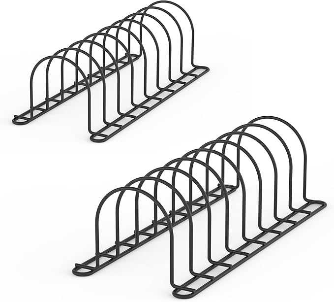 JAQ Plate Rack for Cabinet,13.5" Vertical Dish Organizer for Plates, Pot Lids, Cutting Boards & Baking Sheets, Metal Kitchen Cabinet Organizer (1-Pack, Black)