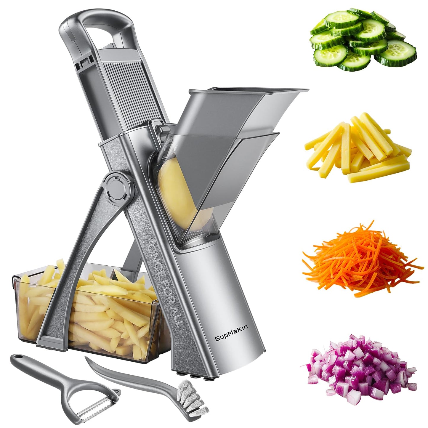 SupMaKin Safe Mandoline Slicer Plus for Kitchen Adjustable Vegetable Slicer