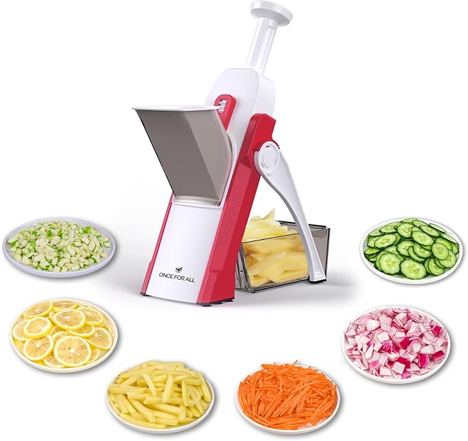 ONCE FOR ALL Mandoline Slicer for Kitchen, All in 1 Veggie Slicer, Orange
