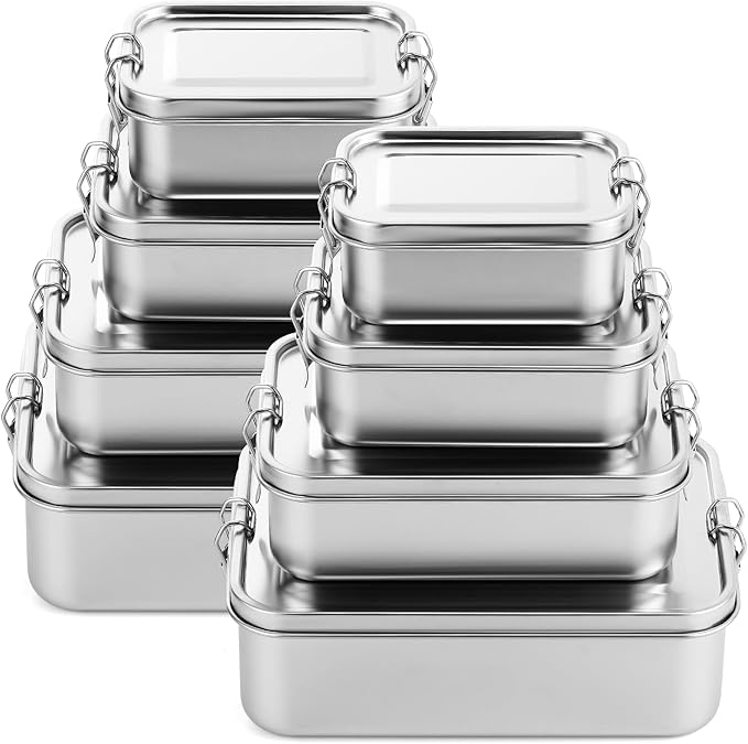 Umigy Stainless Steel Food Containers, 5 Sizes, Divided, 5 Pcs