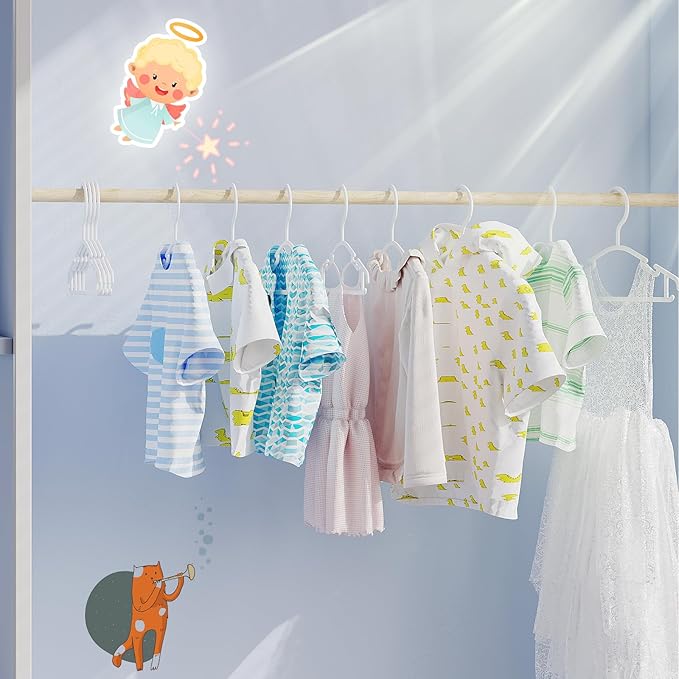 GoodtoU Baby Clothes Hangers 60 Pack, Baby Plastic Hangers for Closet, Infant Toddler Nursery Hangers with Shoulder Grooves, Space-Saving Lightweight Childrens Hangers for Newborn, White