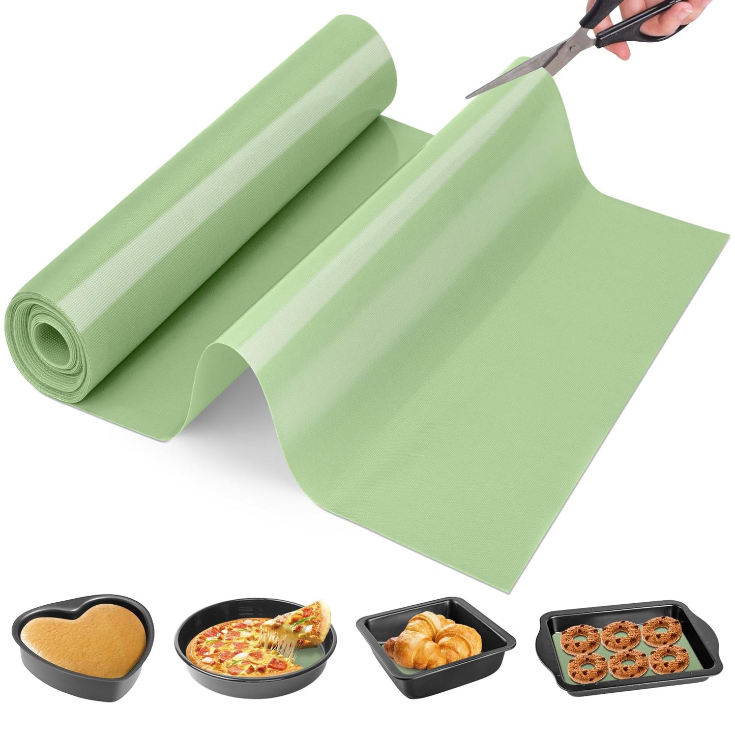 Silicone Baking Mat Roll - Best German Silicone - Heat Resistant Baking Macaron Bread Mat, Non-stick Pastry Mat, Reusable Dough Rolling Mat, Non Slip Countertop Protector Mat, Counter Mat, Oven Mat