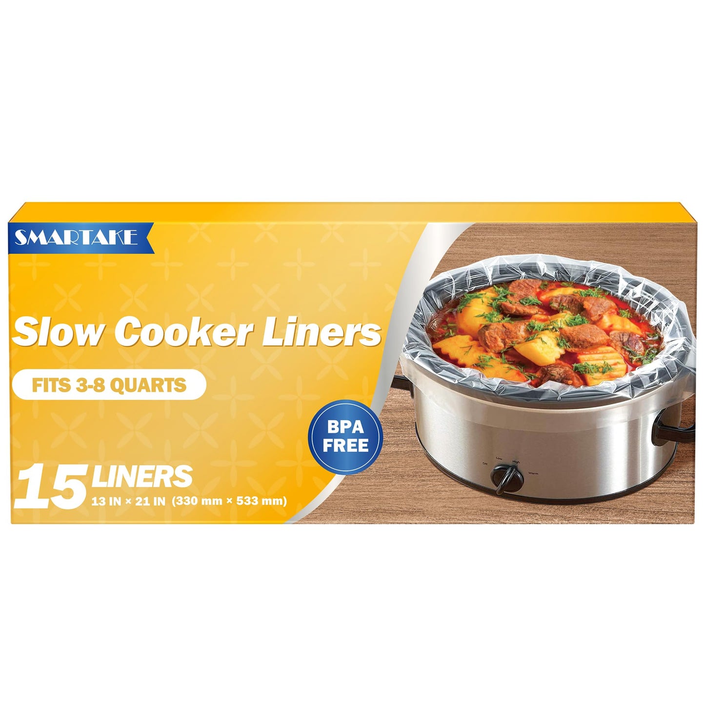 SMARTAKE Slow Cooker Liners, Large Size 14"x 22" 15 Liners