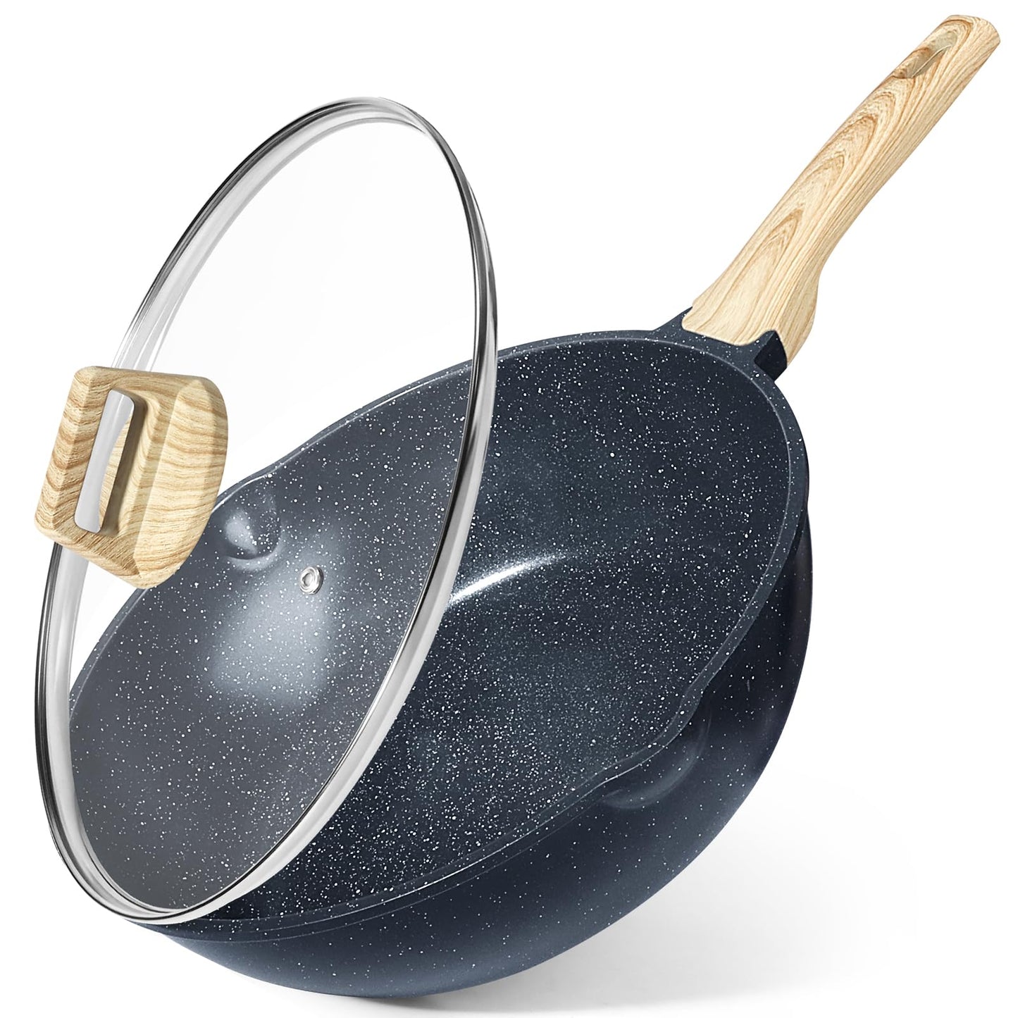 GiPP Ceramic Nonstick Deep Frying Pan Skillet, 12" Saute Pan with Lid, Induction Cookware Non Stick Cooking Pan, PTFE PFOA PFOS APEO Free,White