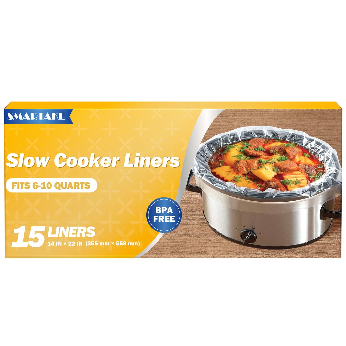 SMARTAKE Slow Cooker Liners, Large Size 14"x 22" 15 Liners