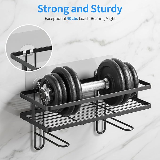 Elegant Shower Caddy Adhesive Replacement, 6 PCS Strong Waterproof Adhesive Hooks and Strips for Shower Shelf and Bathroom Storage Shelf, No Drilling Also Fit Kitchen Rack