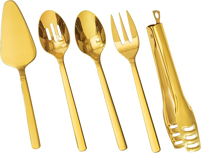 KINGSTONE 12 piece Large Hostess Serving Utensils Set,18/10 Stainless Steel
