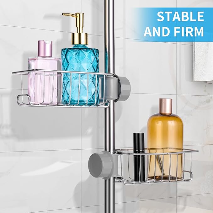 Clawfoot Tub Shower Caddy(Shower Rod Not Included),Clawfoot Tub Accessories,Tub Caddy,SUS304 Stainless Steel Shower Shelves,Clawfoot Tub Soap Caddy(Silver)