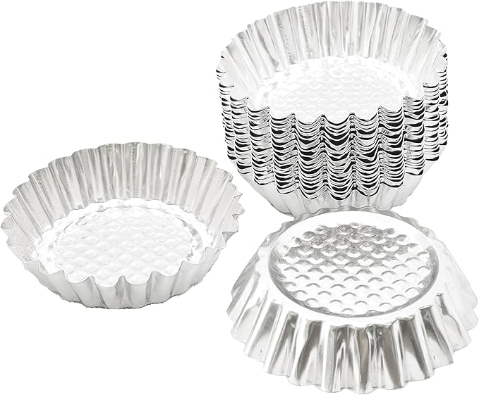 pson 20Pcs 2.95 Inch Egg Tart Molds, Non-Stick Aluminum Mini Tart Pans for Baking Tarts, Pies, Cupcakes, Muffins, Pudding, and Desserts