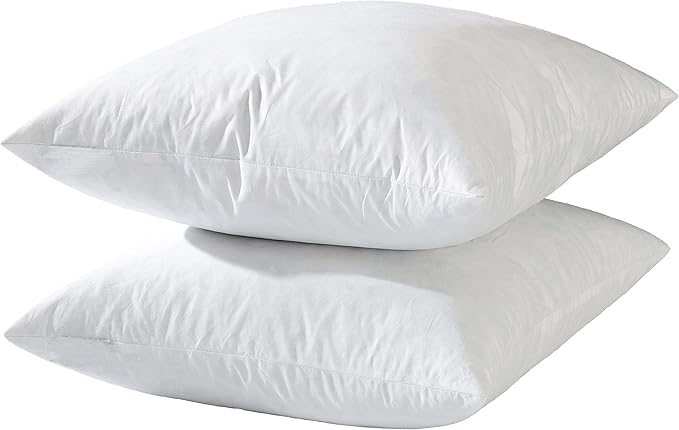 basic home Hotel-Style Goose Feather Down Euro Pillow Insert for Sofa & Bed - 100% Odorless & Plump Cushion Filler - 233TC Cotton with Inner Liner to Prevent Poking (30x30 Inch)