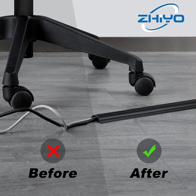 ZhiYo Cord Hider Floor 68in, Rigid PVC Floor Cord Cover, Hard PVC Floor Wire