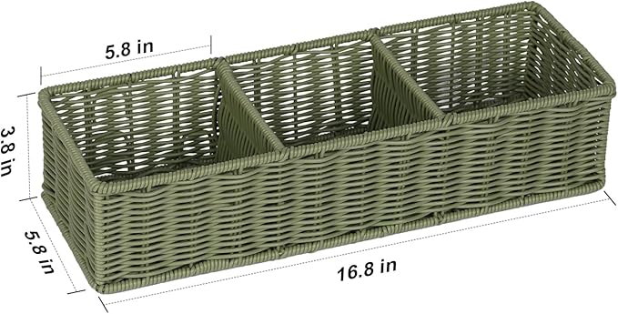 Bathroom Toilet Paper Basket: Water-resistant Resin 3-Section Organizer Above Toilet Space Efficient For Small Homes Stress Relief Sage Green 1pack