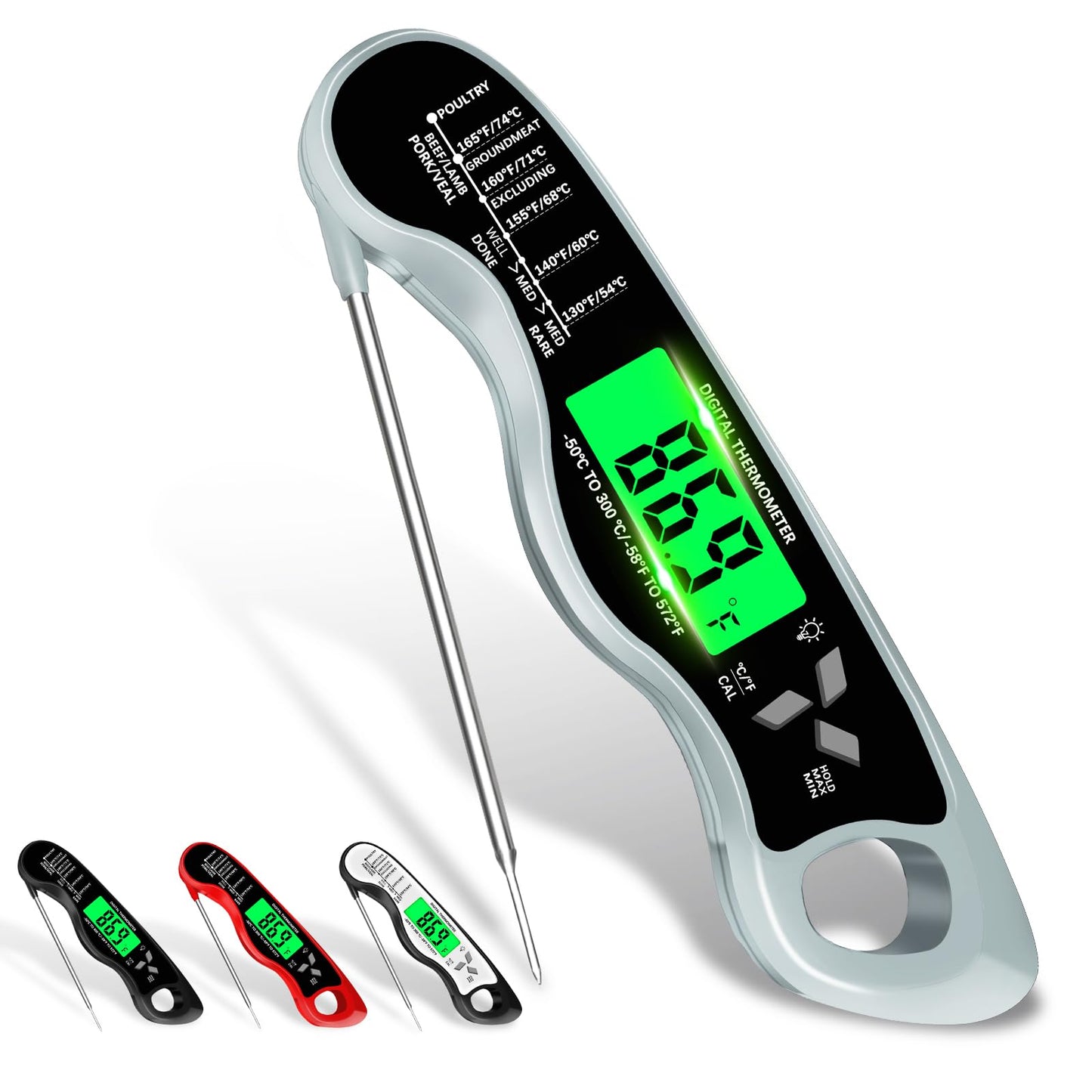 Cooking Thermometer，IP67 Waterproof Meat Thermometer Digital