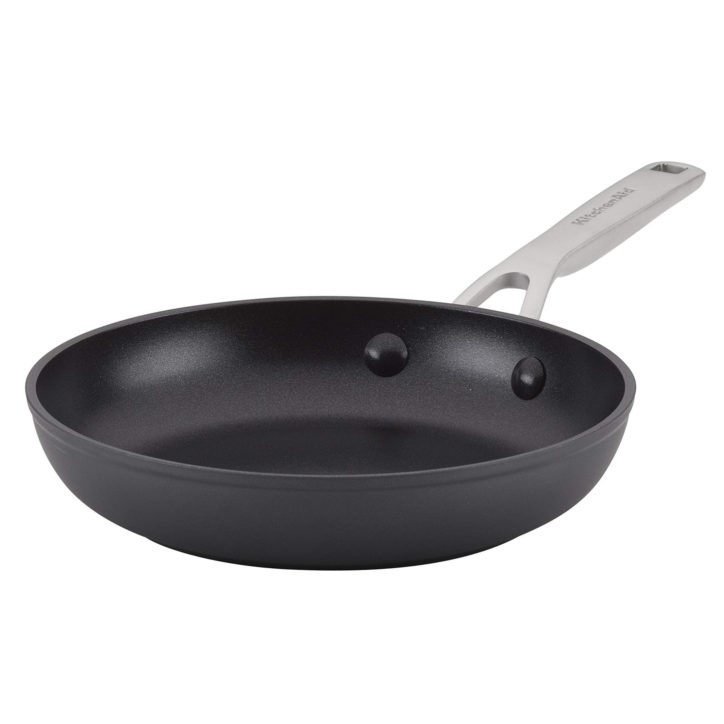 KitchenAid Hard Anodized Induction Nonstick Frying Pan Set With Lid, 3-Piece – 8 & 10 Inch Skillets, Durable, Even Heating, Dishwasher & Oven Safe, Easy-Clean, Matte Black