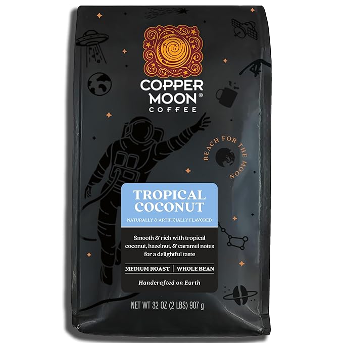 Copper Moon Whole Bean Coffee, Medium Roast, Tropical Coconut Blend, 2 lb