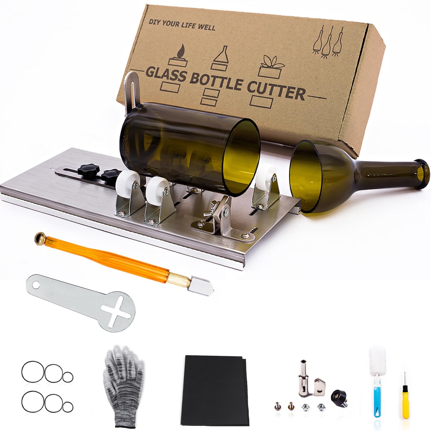 Glass Bottle Cutter, Upgraded Bottle Cutting Tool Kit for Round Bottles
