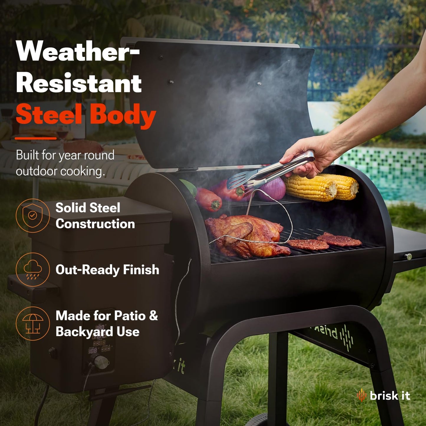 Brisk It Zelos-450 Wood Pellet Grill & Smoker, 450 Sq In, WiFi and A.I.