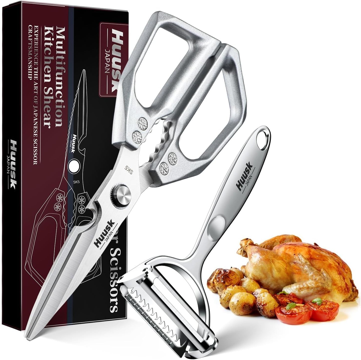 Huusk Kitchen Scissors and Vegetable Peelers Set, Gifts for Women
