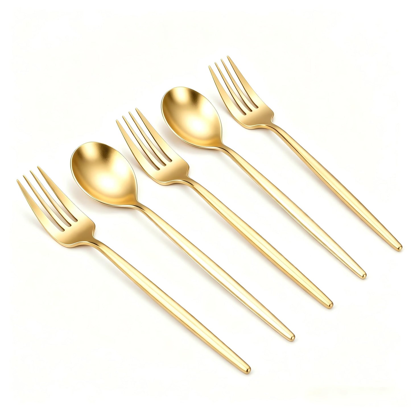 SUT 100PCS Gold Plastic Forks and Spoons Heavy Duty Set, 100 Count, Gold Disposable Flatware, 50 Forks, 50 Spoons for Party