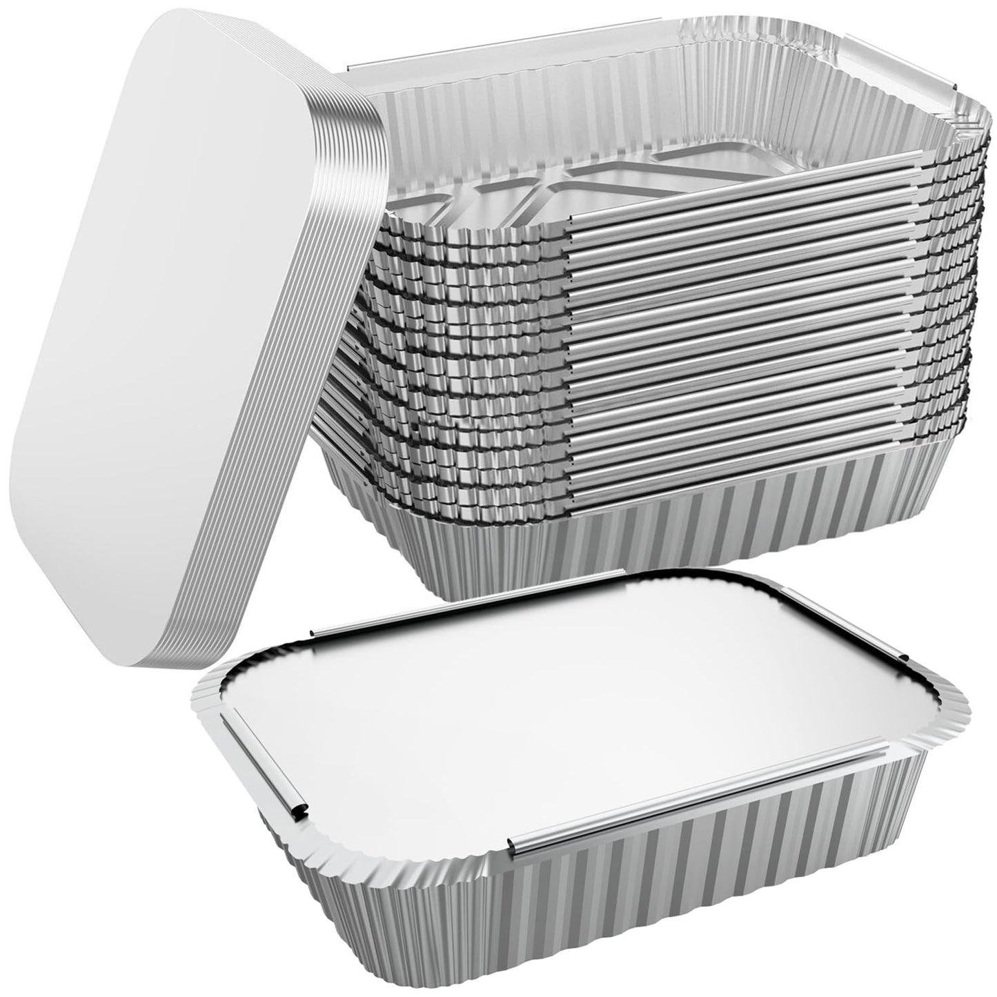 WANBAO 8.3"x6.2" 2.25LB Disposable Tin Foil Pans with Lids, 150 PACK