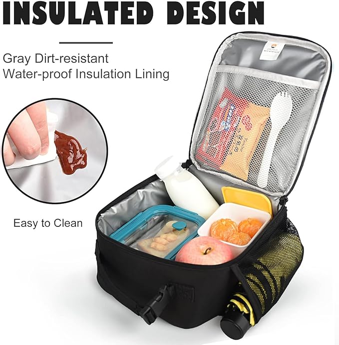 Lunch Box for Men Women Adult,Premium Insulated Lunch Bag,Portable Small LunchBox for School Work Picnic (Black)