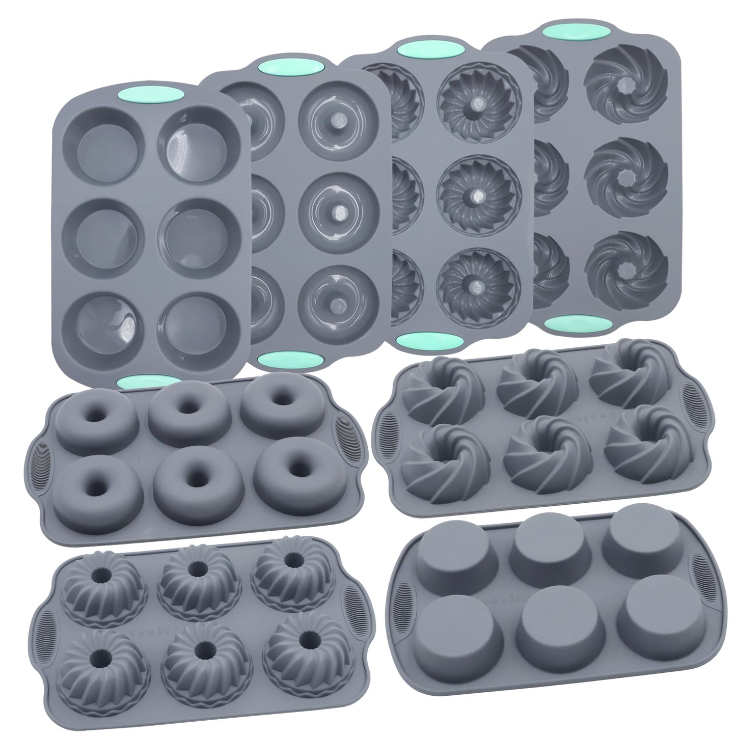 Tongjude 72 Pieces Silicone Bakeware Set, Nonstick Baking Pans Set, Easy Release Oven Silicone Pan for Kitchen with Cake Pans, Loaf Pans, Baking Cups, Measuring Cups and Spoons Set, Grey