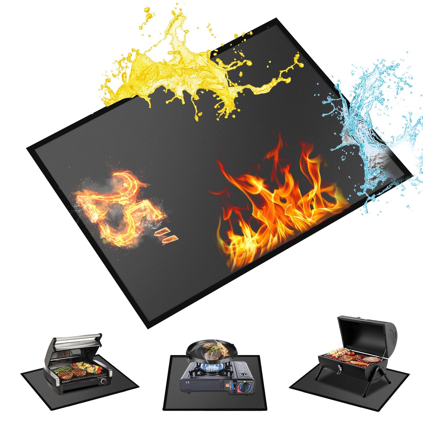 60 ×52 Inch Under Grill Mats for Outdoor Grill & Grill Mat for Under BBQ