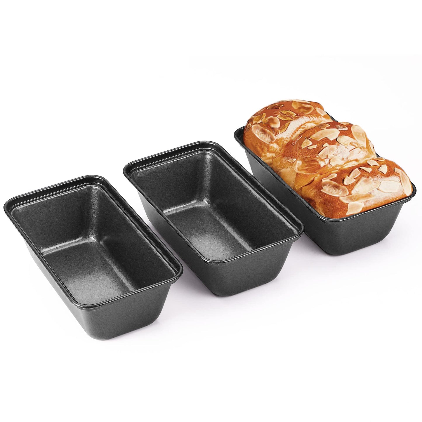 HONGBAKE 6 Pack Mini Loaf Pan for Baking Bread, 6 x 3.3 x 2 Inches Nonstick Small Banana Bread Tins Set for Homemade,Tiny Carbon Steel Meatloaf Pan - Dark Grey