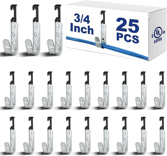 Zonon 25 Pcs J Hooks for Hanging Metal J Hook Hangers Cable Support