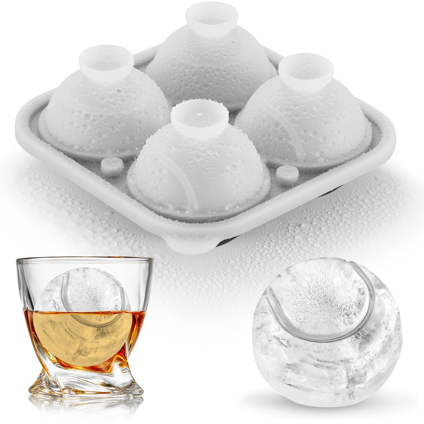 ACOOKEE Novelty Tennis Gifts Ball Ice Maker Mold, 2.2" Large Sphere Round Ice Cube Mold for Cocktails, Whiskey, Bourbon, Fun Shapes Big Whiskey Ice Cube Mold Gifts for Christmas Stocking Stuffers