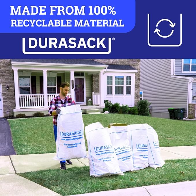 DURASACK Contractor Bags Heavy Duty 40-Gallon Reusable White Woven Polypropylene Contractor Garbage Bags, Pack of 16