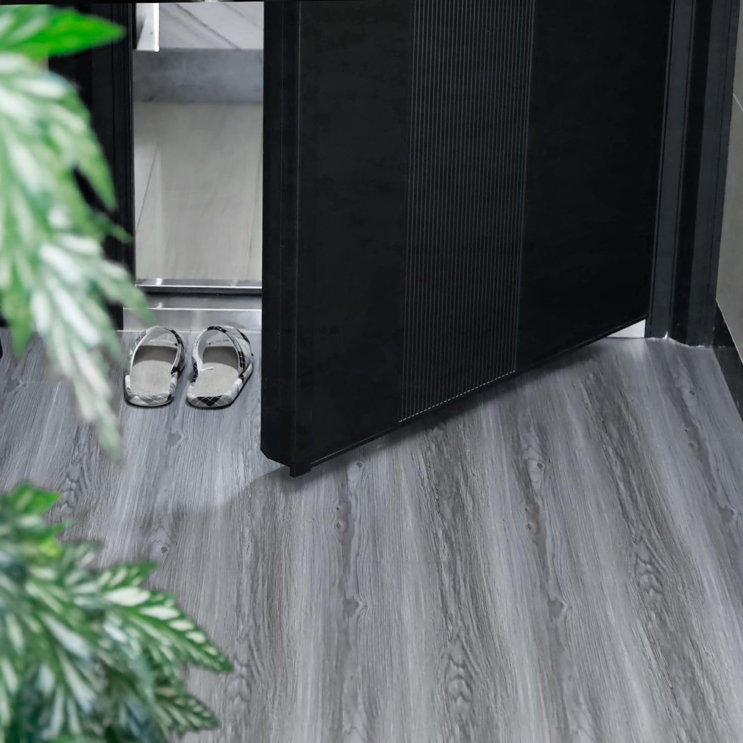 auxua Wood Grain Peel and Stick Floor Tiles – 11.8” Width, Full Roll Length of 118" – Versatile Design for Any Space, Grey Self Adhesive Vinyl Flooring, Waterproof and Non-Slip Features