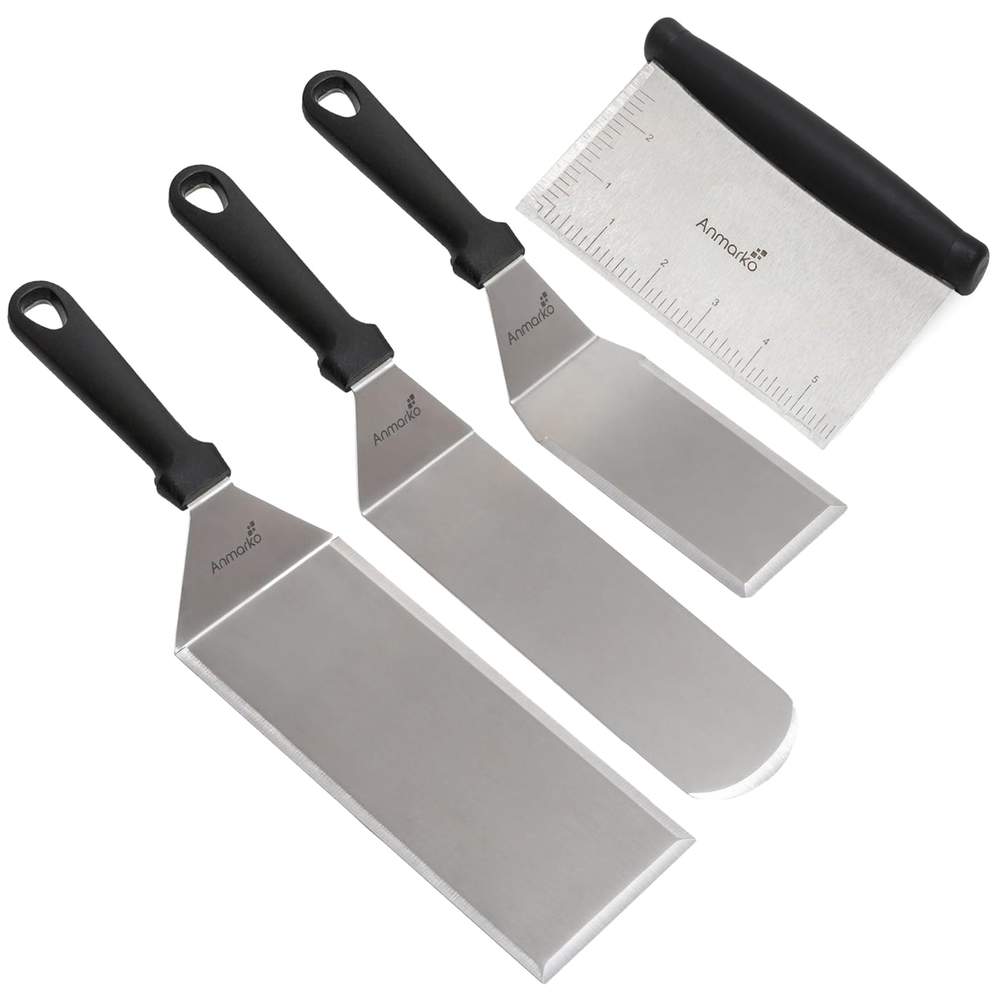 Metal Spatula Griddle Accessories Set - Griddle Scraper Flat Spatula Pancake Flipper Hamburger Turner - Metal Utensil great for BBQ Grill Flat Top Cast Iron Griddle - Commercial Grade