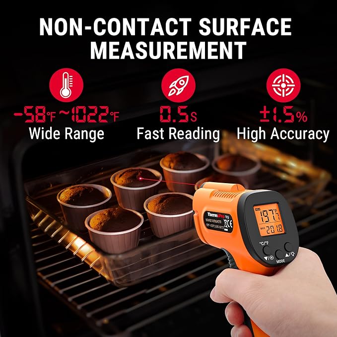 TempPro TempScan Infrared Thermometer Gun with Super Long Meat Probe