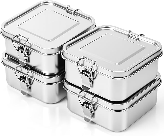Umigy Stainless Steel Food Containers, 5 Sizes, Divided, 5 Pcs