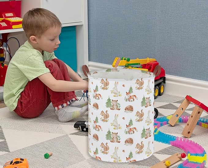 Kids Laundry Basket Animal Hamper for Nursery Woodland Hamper Cute Kids Storage Bin Organizer Room Decor for Home(Tree animal)