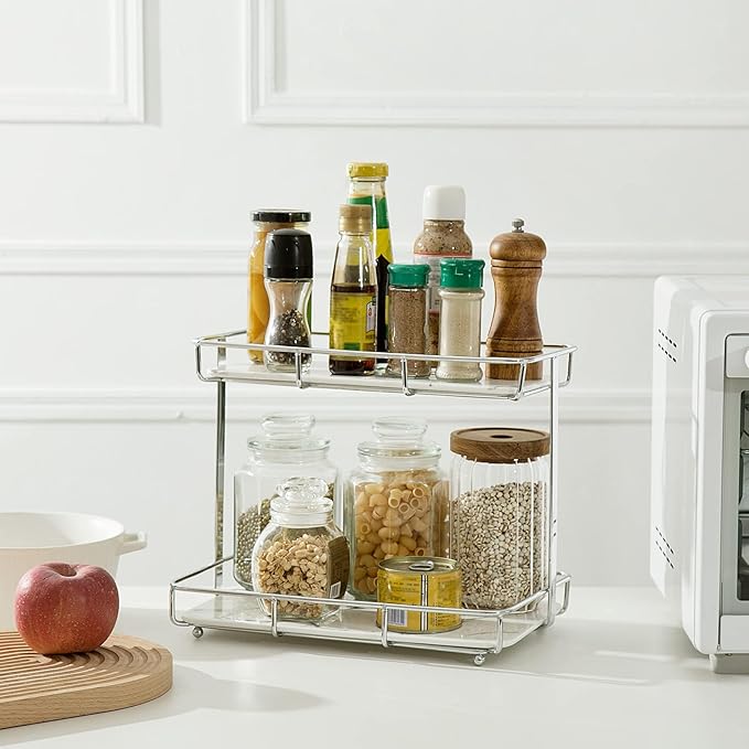 Bathroom Organizer Countertop Perfume Organizer Makeup Organizer Cosmetics Storage Display Rack Vanity Tray Dresser Stainless Steel Gold Shelf White Marble Ceramic Tray (2 Tier L-Sliver) | Perfume Organizer, Makeup Organizer, Cosmetics Storage, Vanity ...
