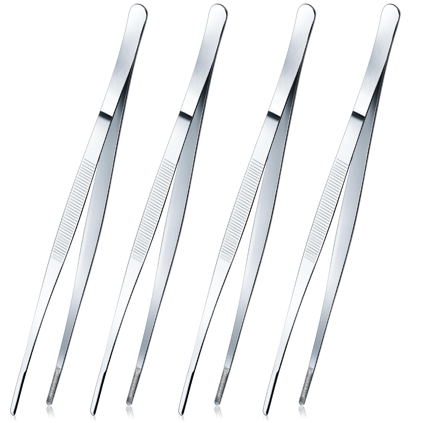 Yaomiao 4 Packs 10 Inch Bar Tweezers Black Multi-use Cocktail Tongs