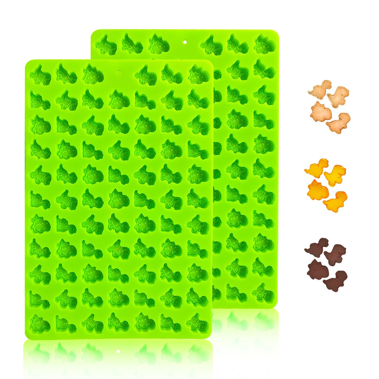 2 PCS Animal Silicone Molds, 104 Cavity Frog, Lizard, Snails Shaped Mini Silicone Molds for Baking Biscuits, Cookie,Candy, Chocolate, Jelly,Ice Cube,Pet Dog Treats Mold